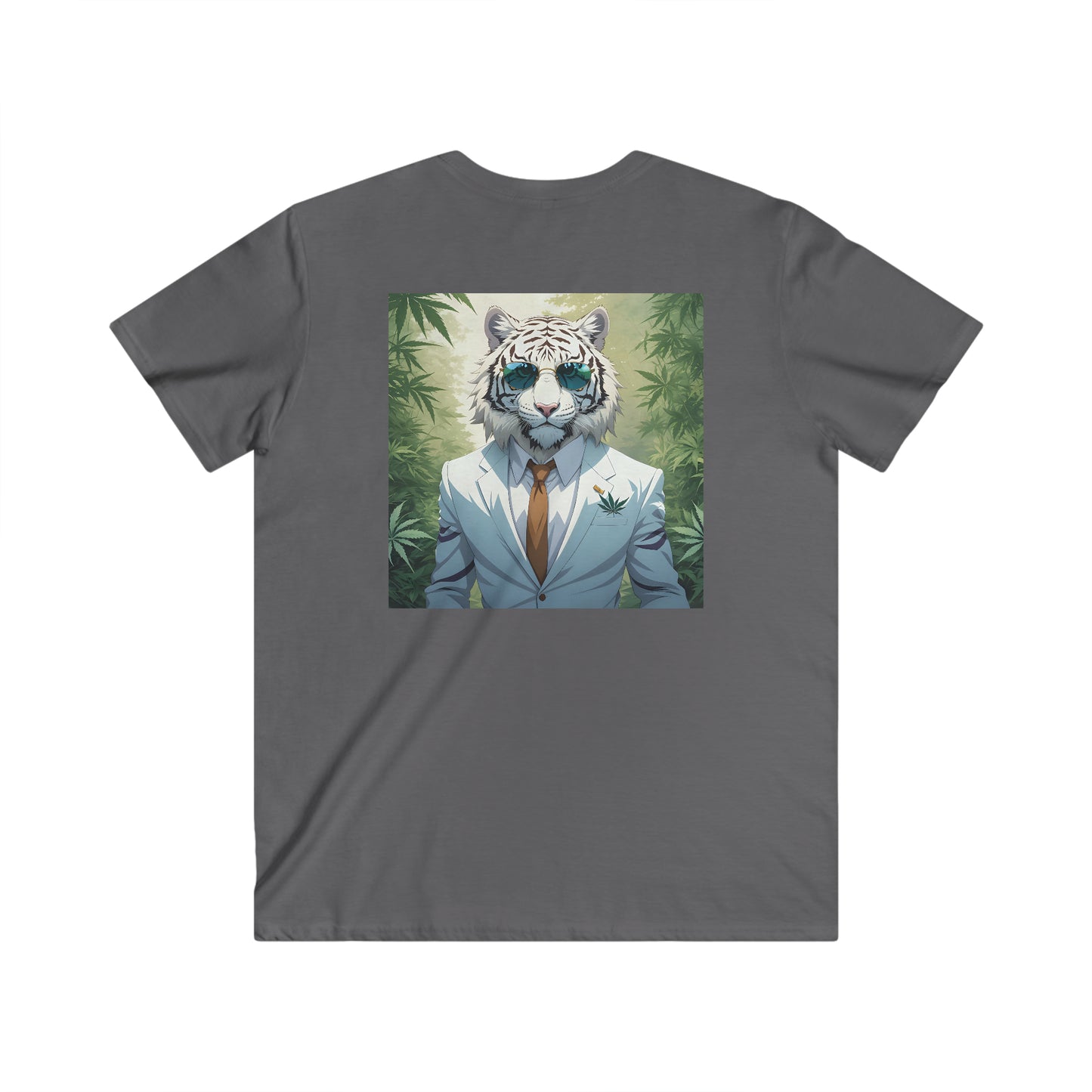 White Tiger, Men's Fitted V-Neck Short Sleeve Tee