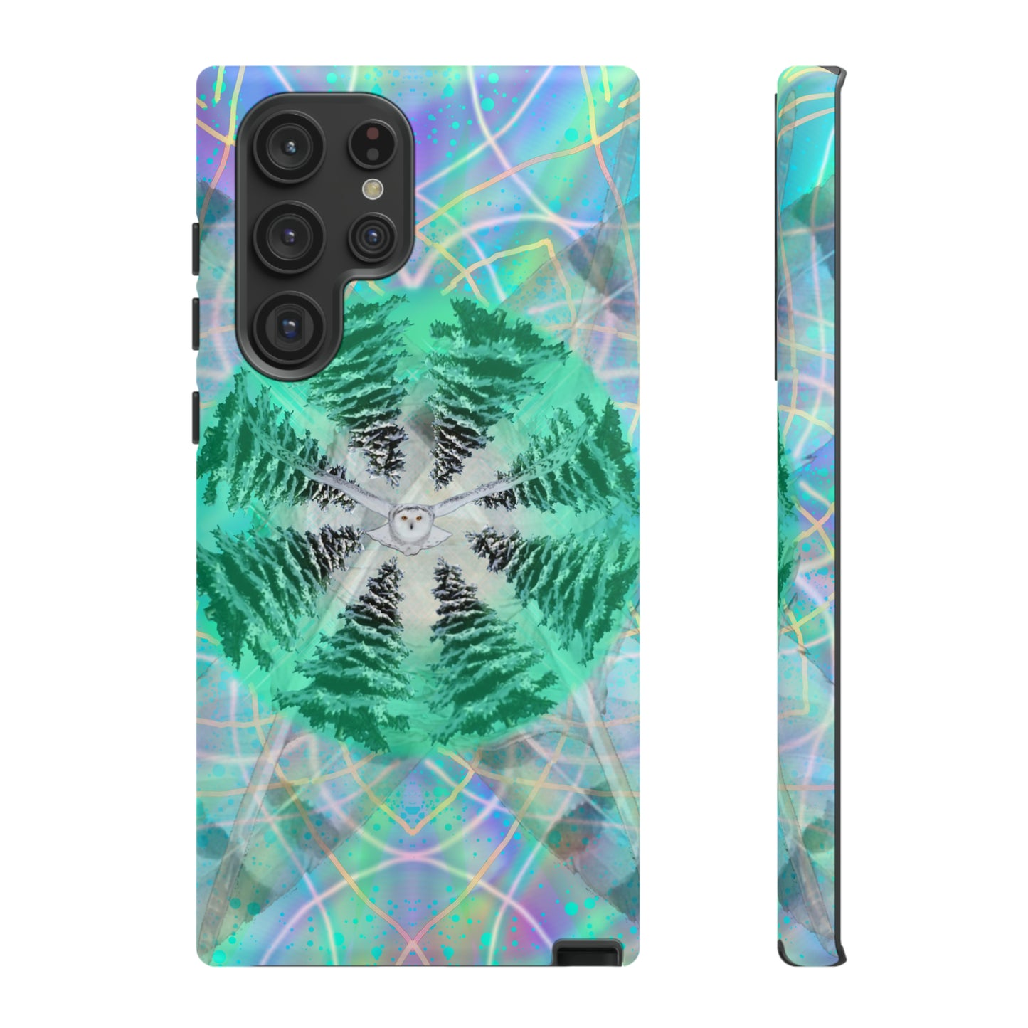 Mystic Pines Snowy Owl Protective Phone Case, Samsung, iPhone, Pixel, all sizes