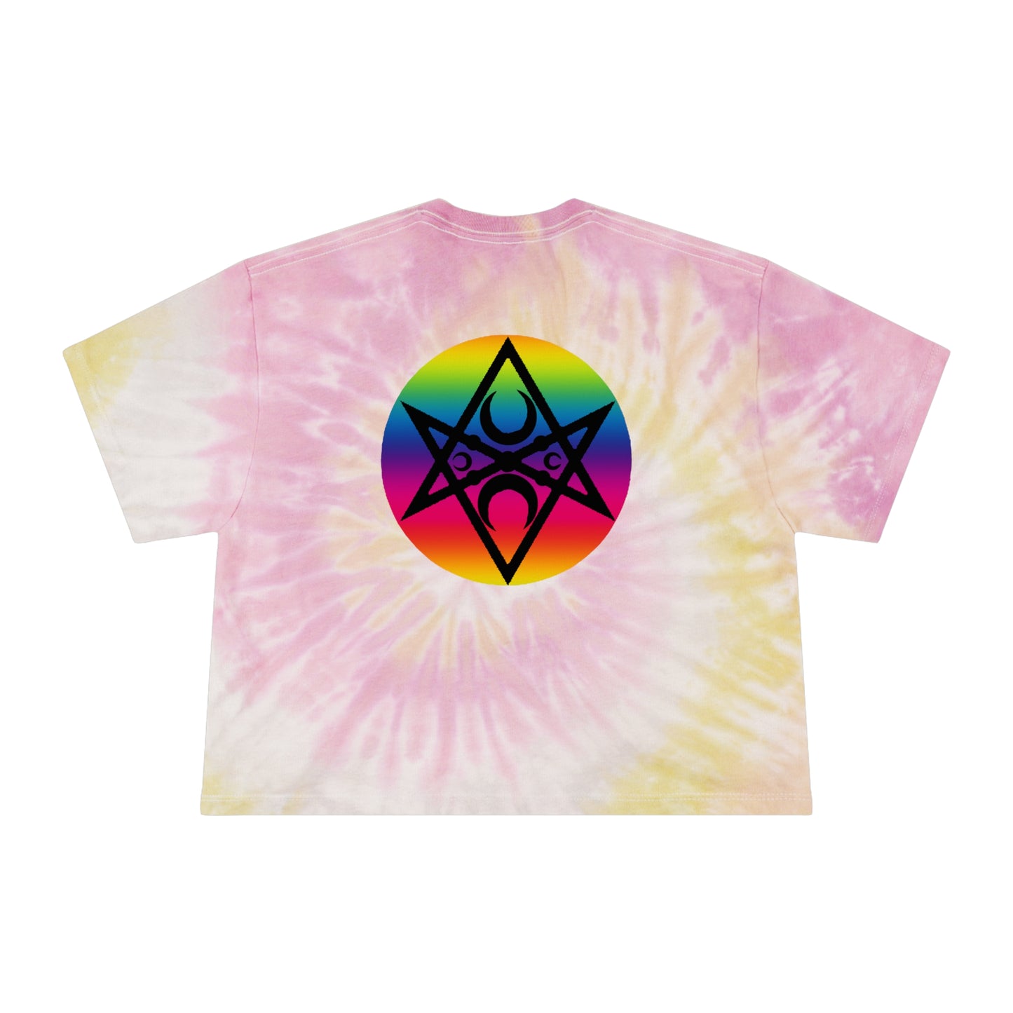 Magick PRIDE Unicursal Hexagram Women's Tie-Dye Crop Tee