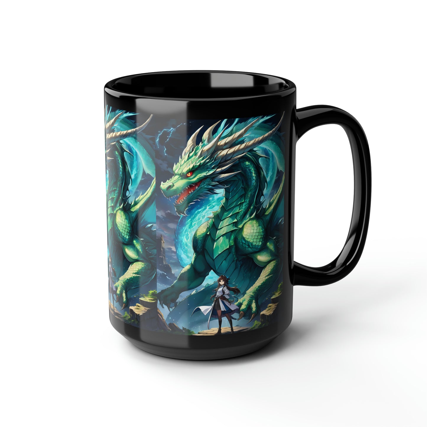 Emerald Gaurdian, Black Mug, 15oz