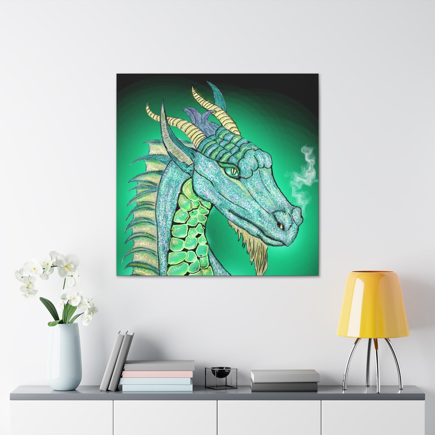 Mystic Dragon, Fantasy Art, Canvas Art, Dragon Lover Gift, Unique Gifts, Original Art