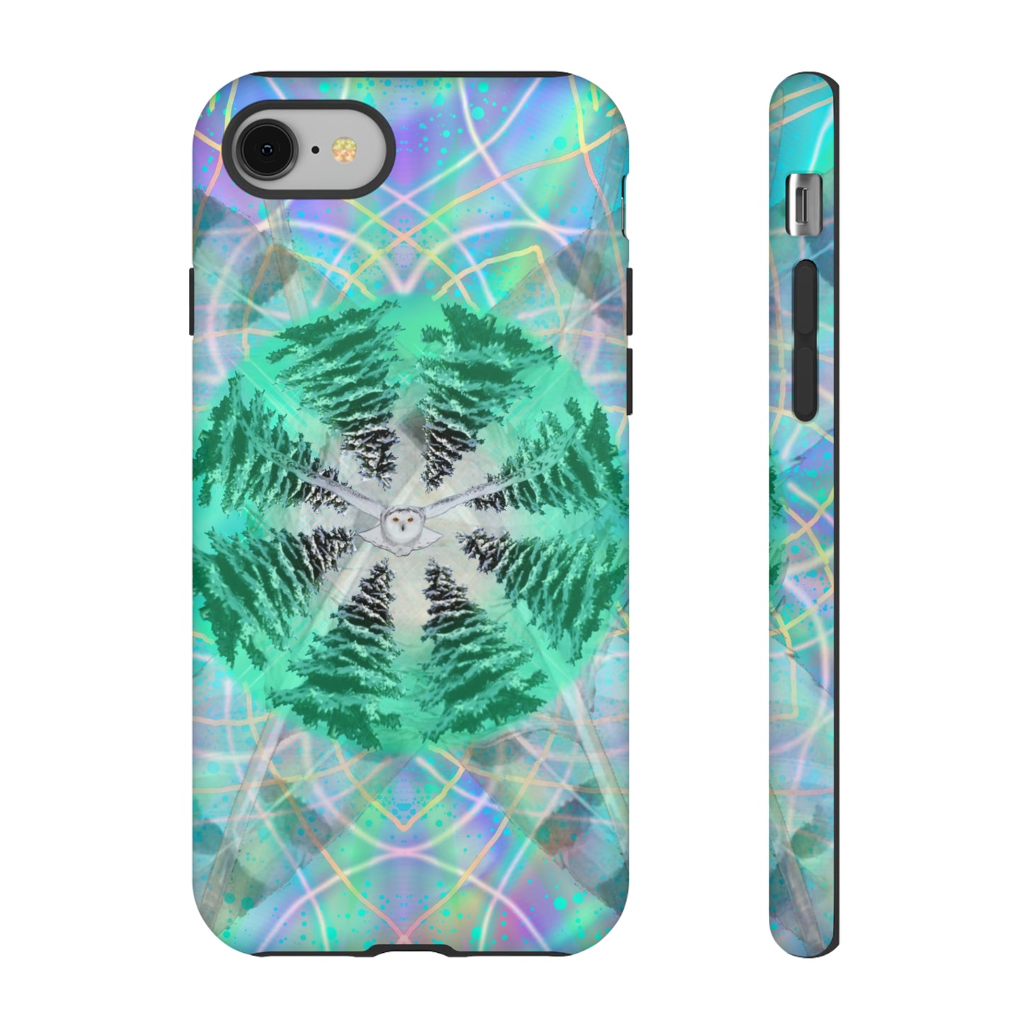 Mystic Pines Snowy Owl Protective Phone Case, Samsung, iPhone, Pixel, all sizes