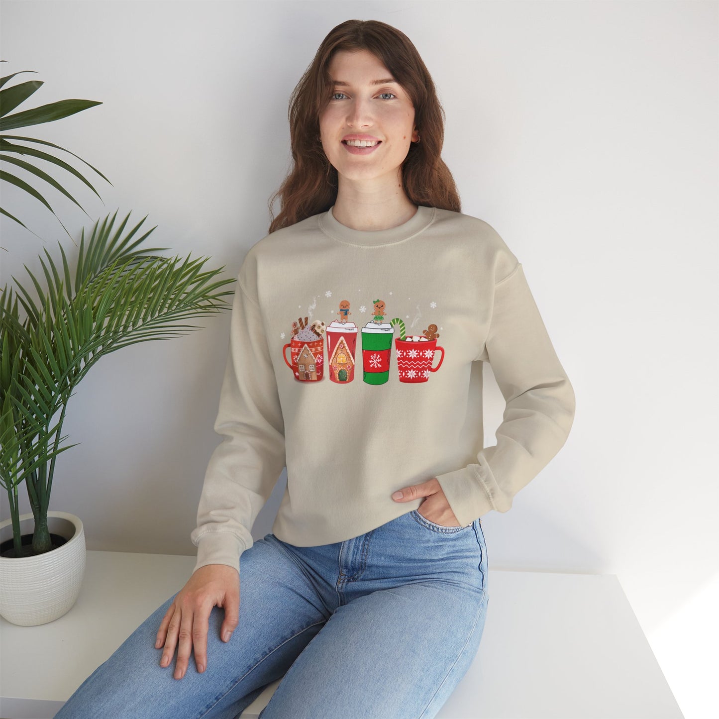 Gingerbread Man Christmas Coffee Latte Shirt, Coffee Lover Gift, women, Mens, Unisex Holiday Shirt. Minimal Merry Xmas Crew.