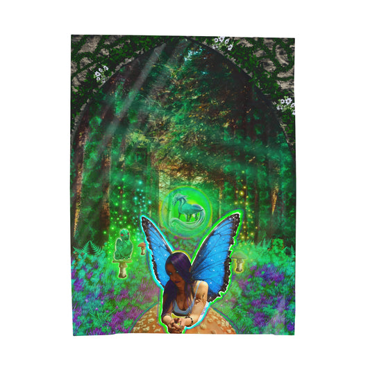 Mystic Mushroom Fairy Velveteen Plush Blanket