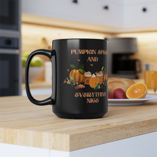 Pumpkin Spice and Everything Nice Black Halloween Mug, 15oz