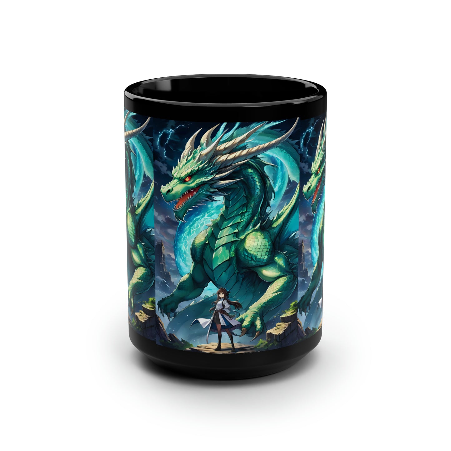 Emerald Gaurdian, Black Mug, 15oz