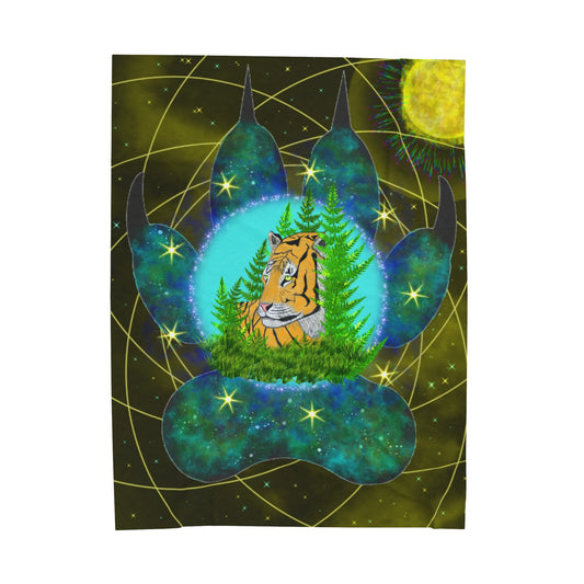 Golden Tiger Mandala Giant Velveteen Plush Blanket
