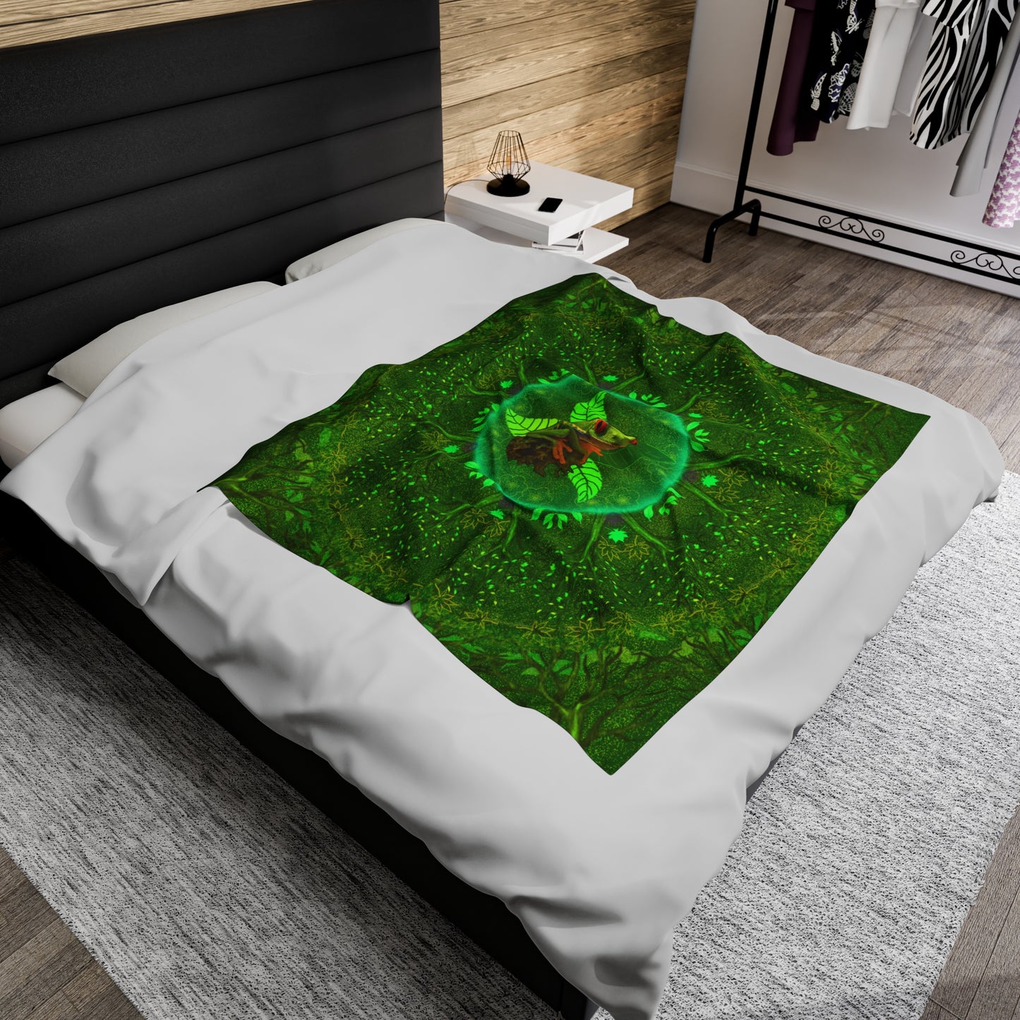 Frog Medicine Mandala Velveteen Plush Blanket