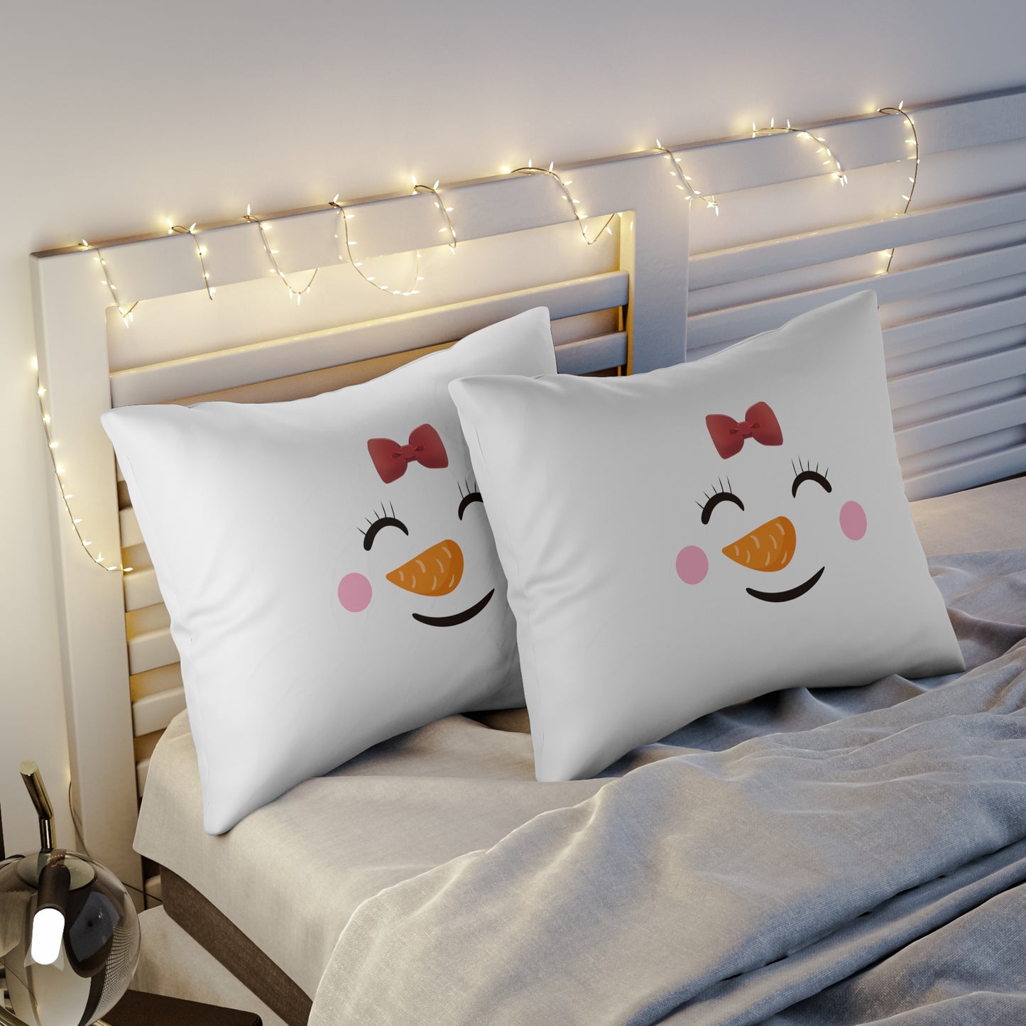 "Hers" Snowman Face Pillow case