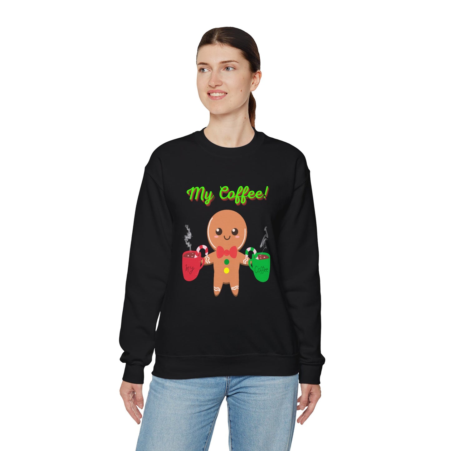 My Coffee Christmas Crewneck Sweatshirt, Gingerbread Man, Mens Gift, Womens Gift, Coffee Lover Shirt