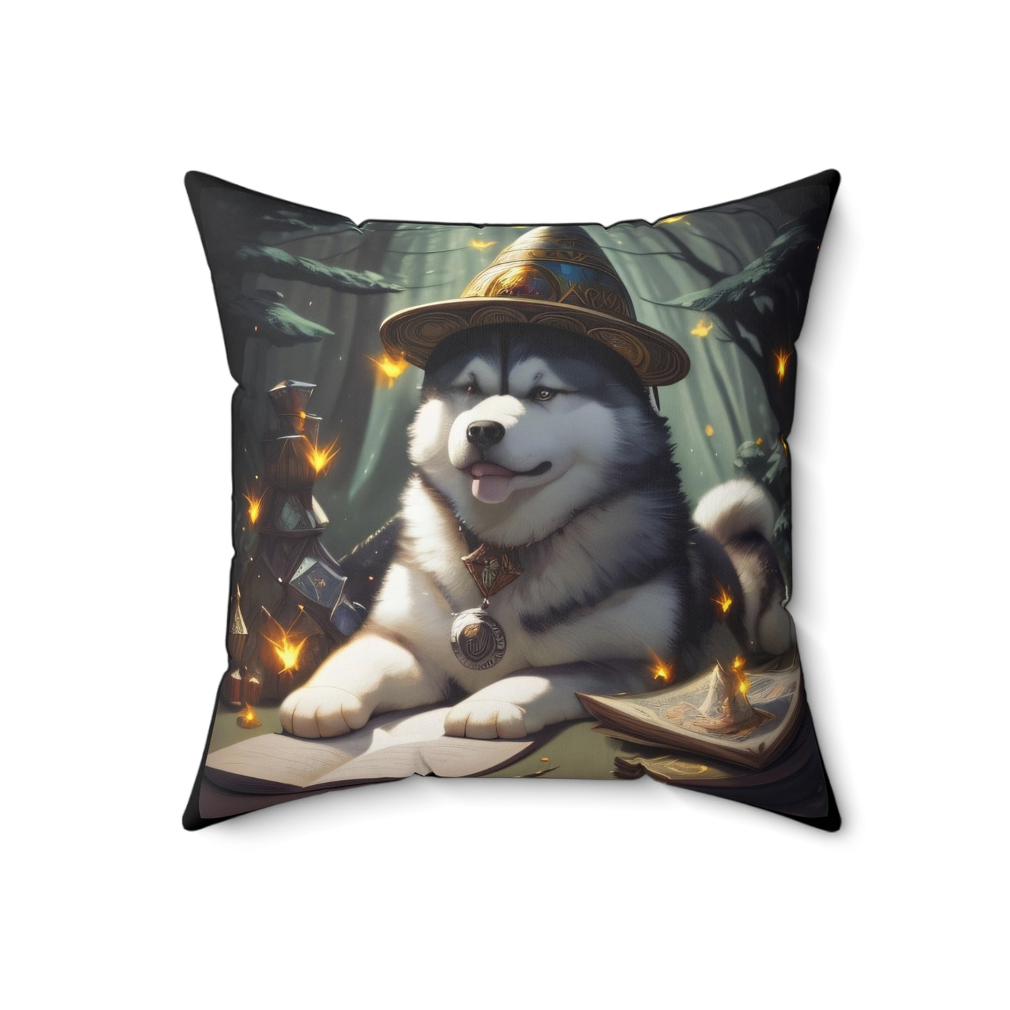 Arcane Scholar Pup, Spun Polyester Square Pillow