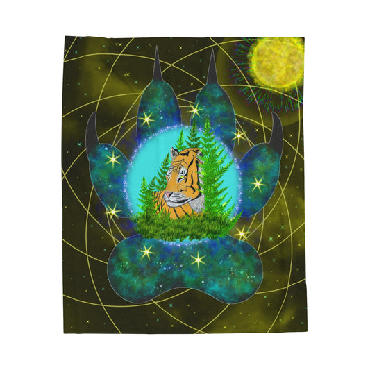 Golden Tiger Mandala Throw Blanket