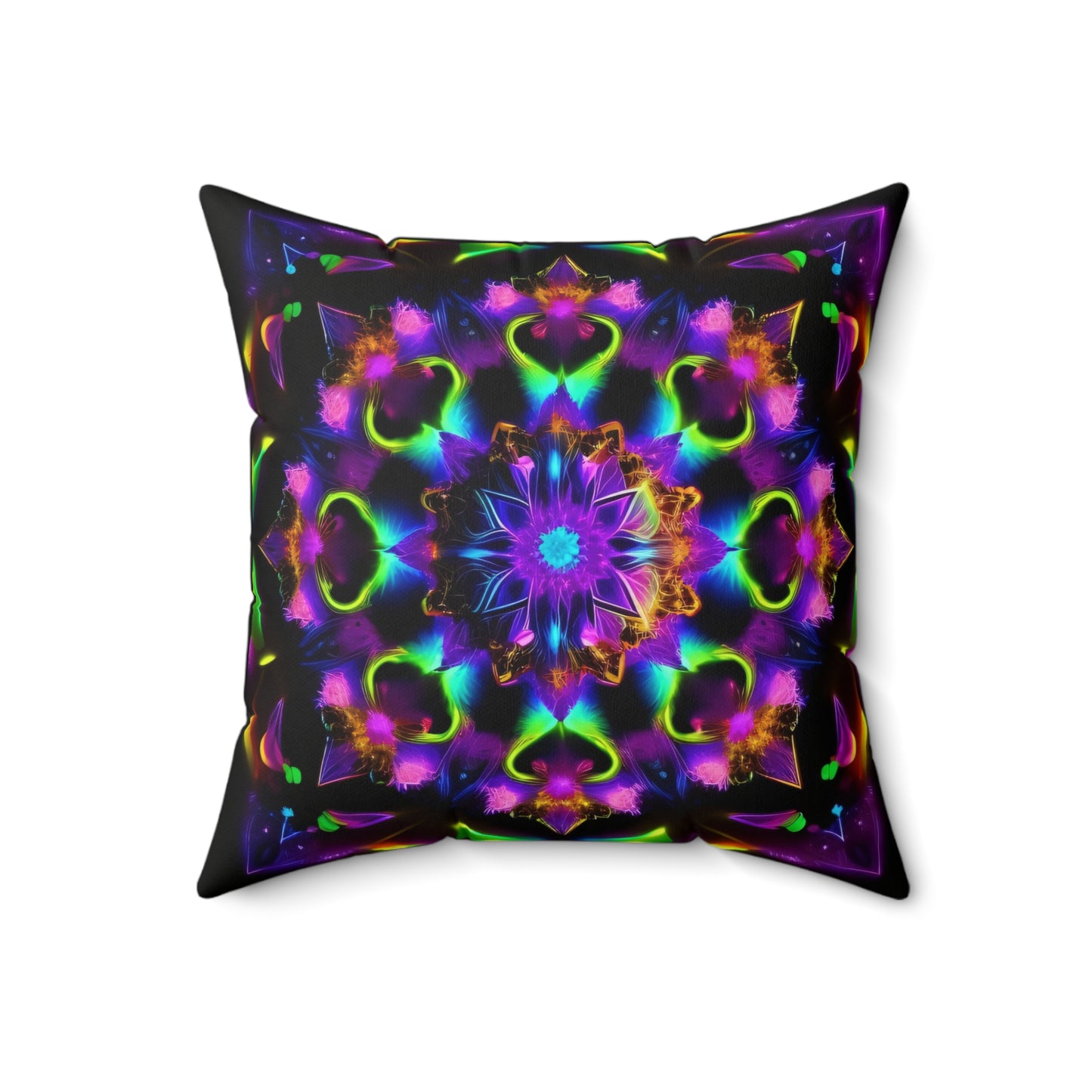 Rainbow Kaleidescape, Spun Polyester Square Pillow