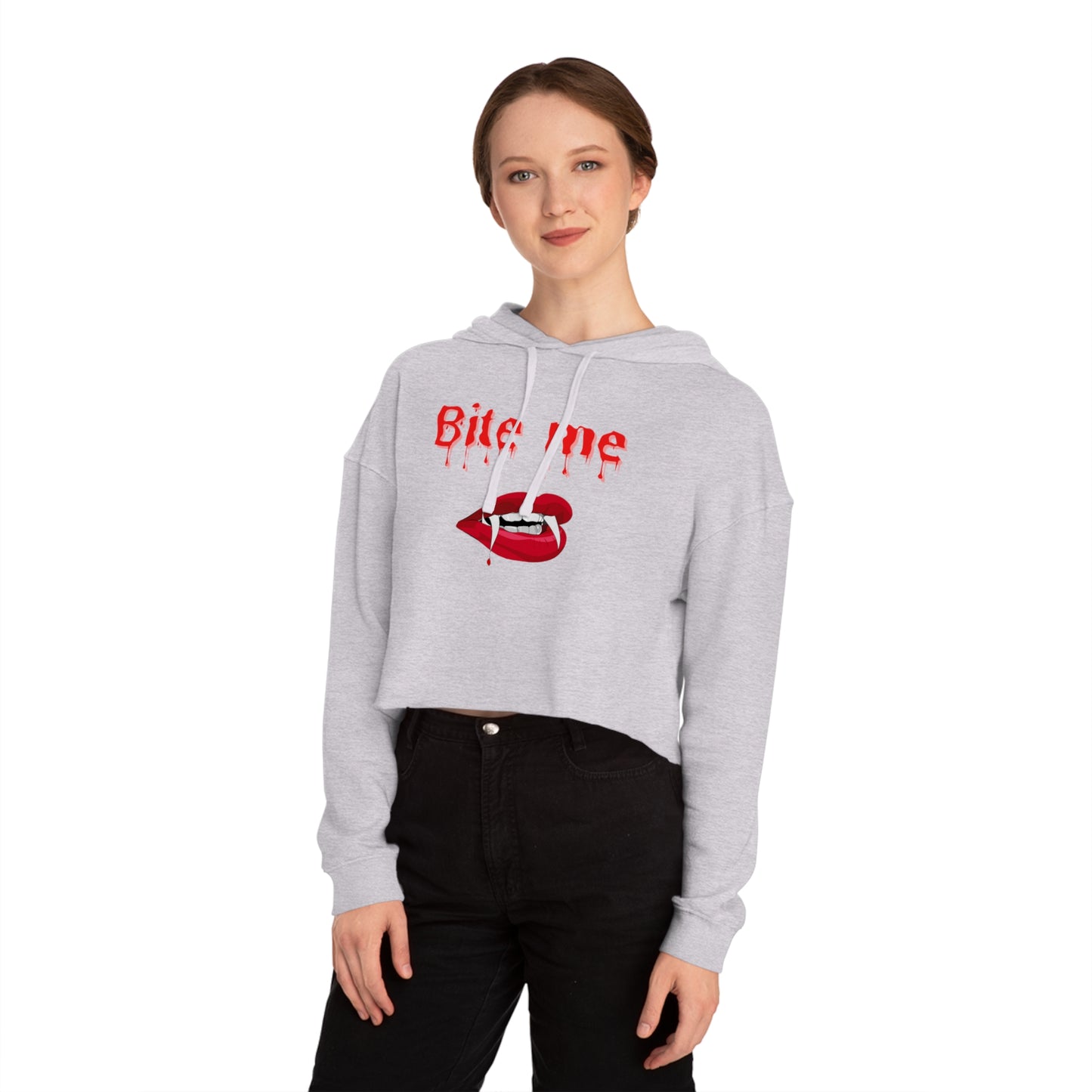 Eat Me Christmas Womens Cropped Hooded Sweatshirt