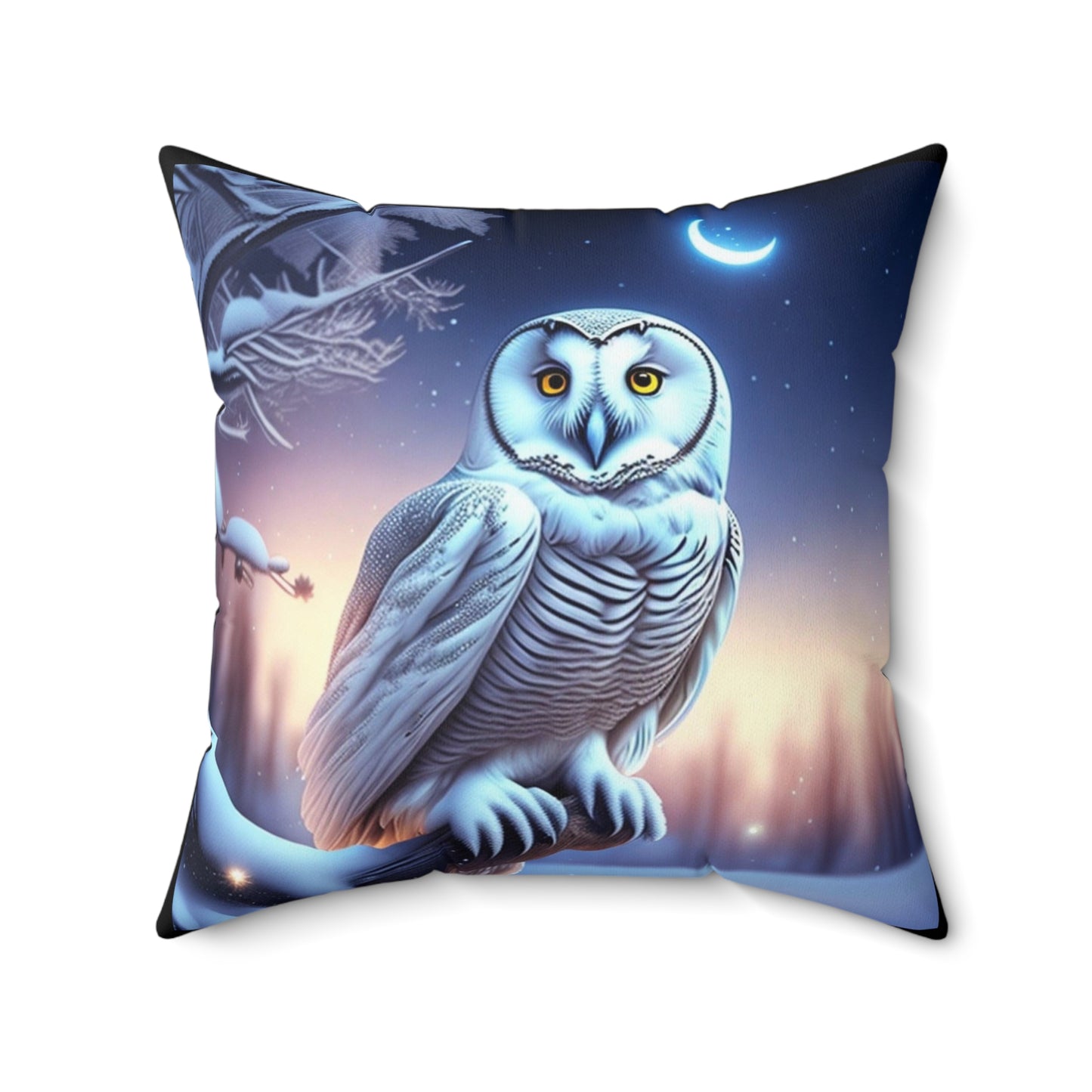 Sweet Dreams, Snowy Owl,  Spun Polyester Square Pillow