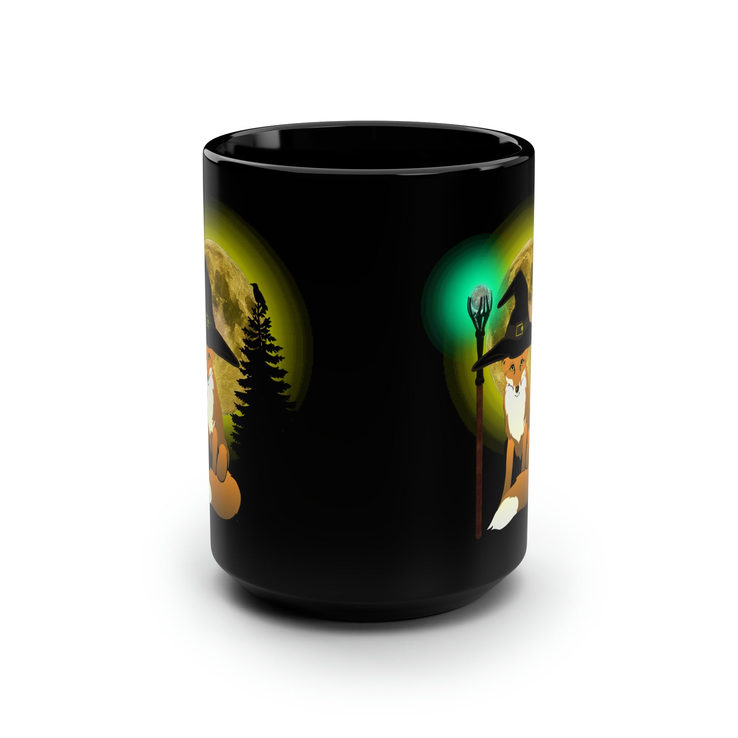 Black Halloween Trickster Fox Mage Mug15oz