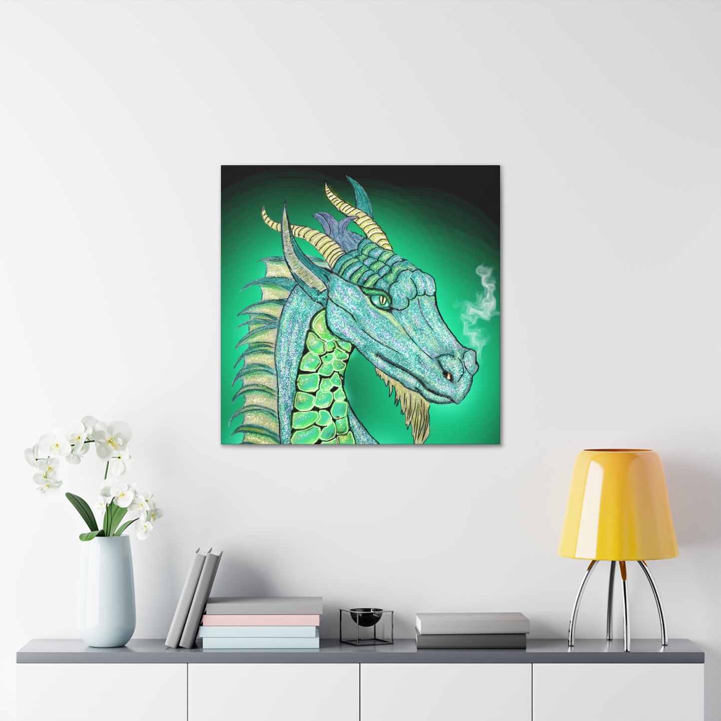 Mystic Dragon, Fantasy Art, Canvas Art, Dragon Lover Gift, Unique Gifts, Original Art