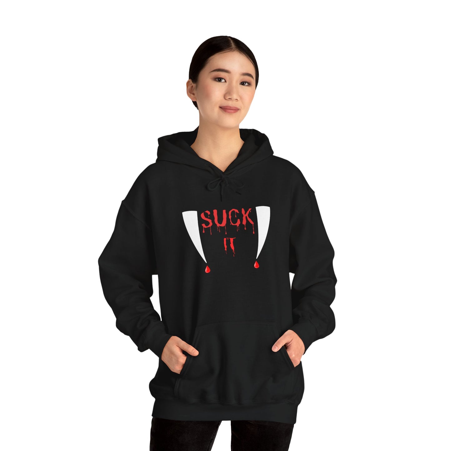 Suck It Vampire Fangs Halloween Hoodie Unisex Heavy Blend" Hooded Sweatshirt