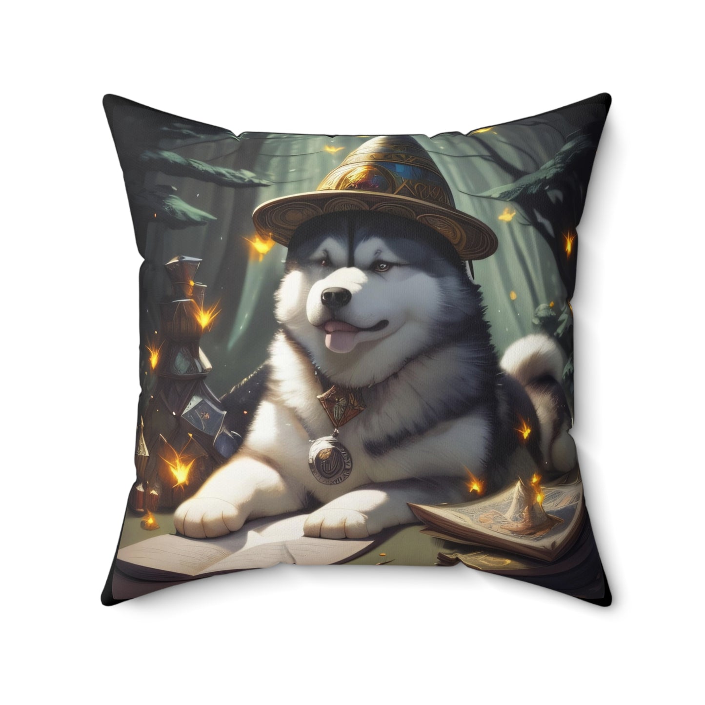 Arcane Scholar Pup, Spun Polyester Square Pillow