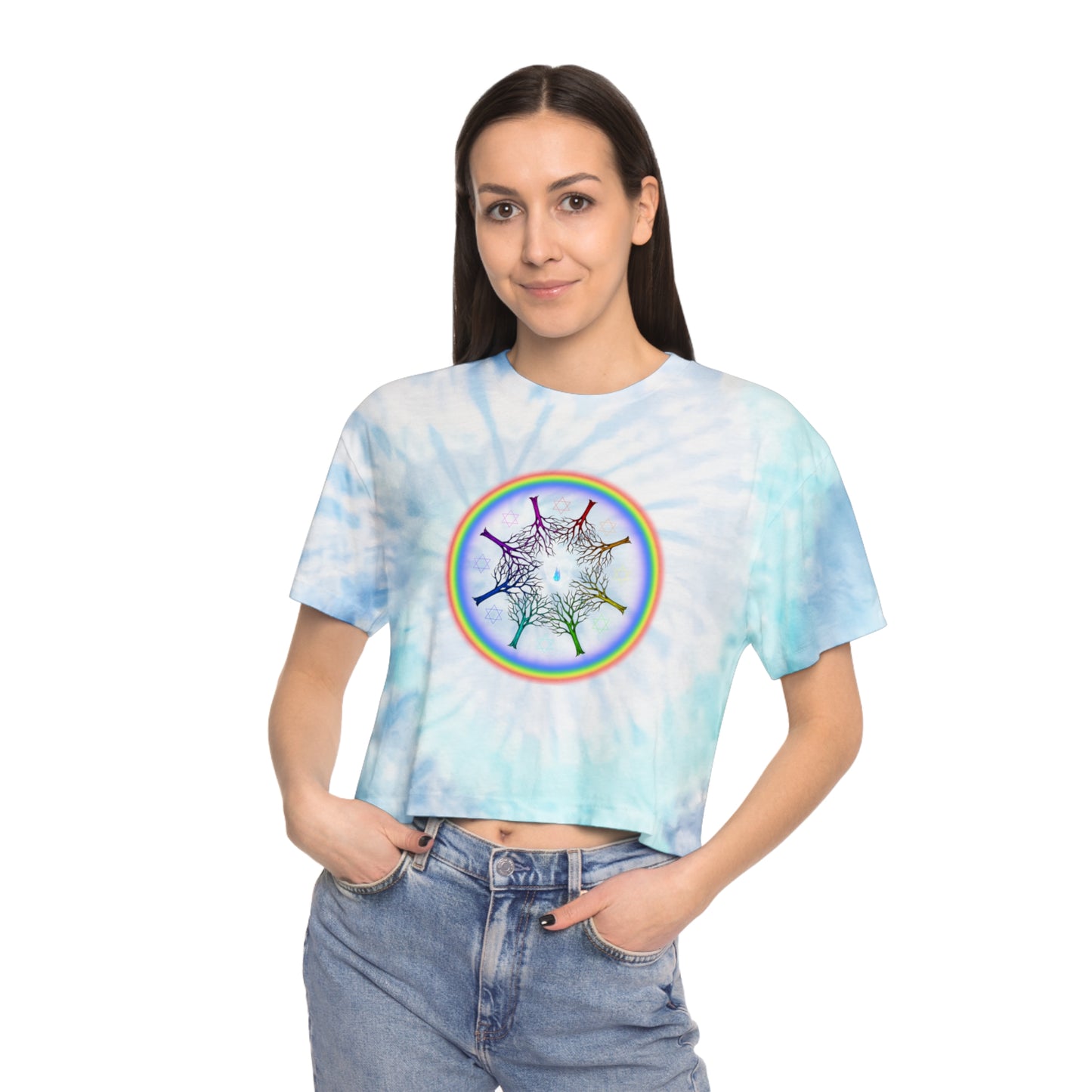 PRIDE Rainbow Roots Women's Tie-Dye Crop Tee