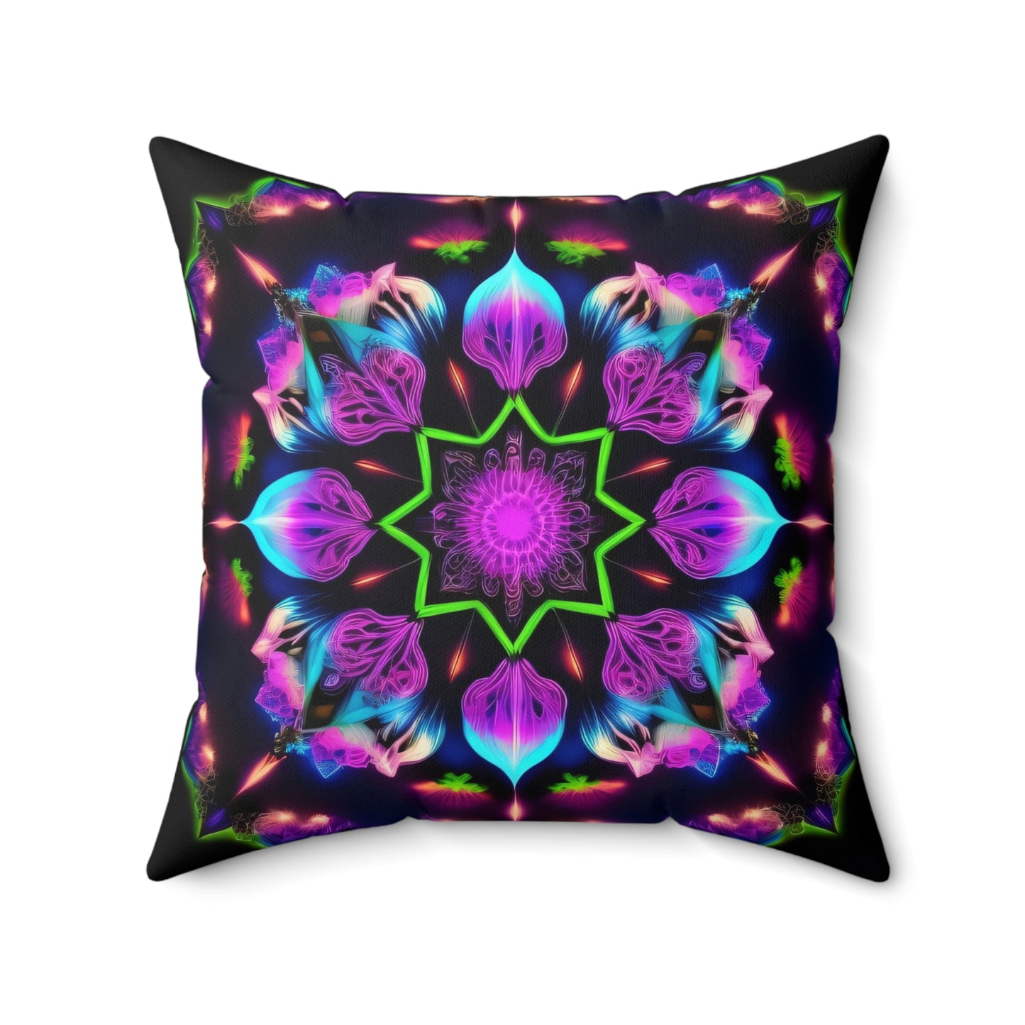 Psychedelic Mandala, Spun Polyester Square Pillow