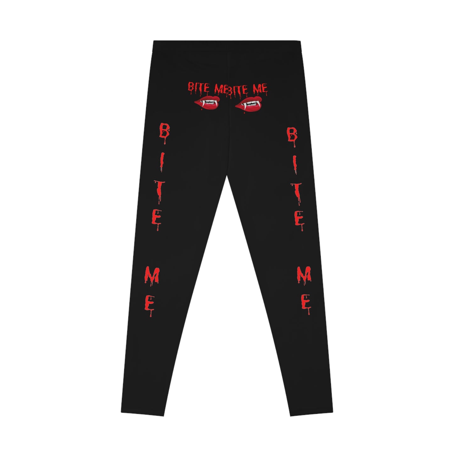 Bite Me Halloween Stretchy Leggings Black