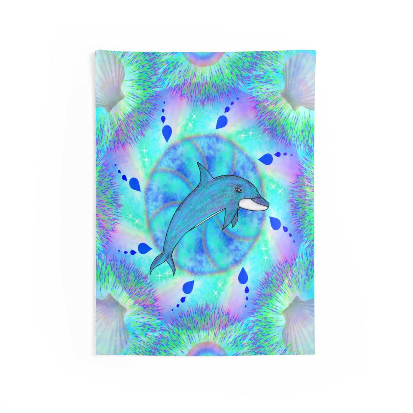 Mystic Dolphin Mandala Indoor Wall Tapestry