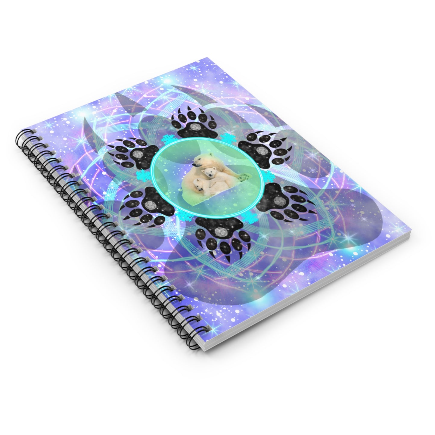 Mystic Polar Bear Mandala Spiral Notebook - Ruled Line