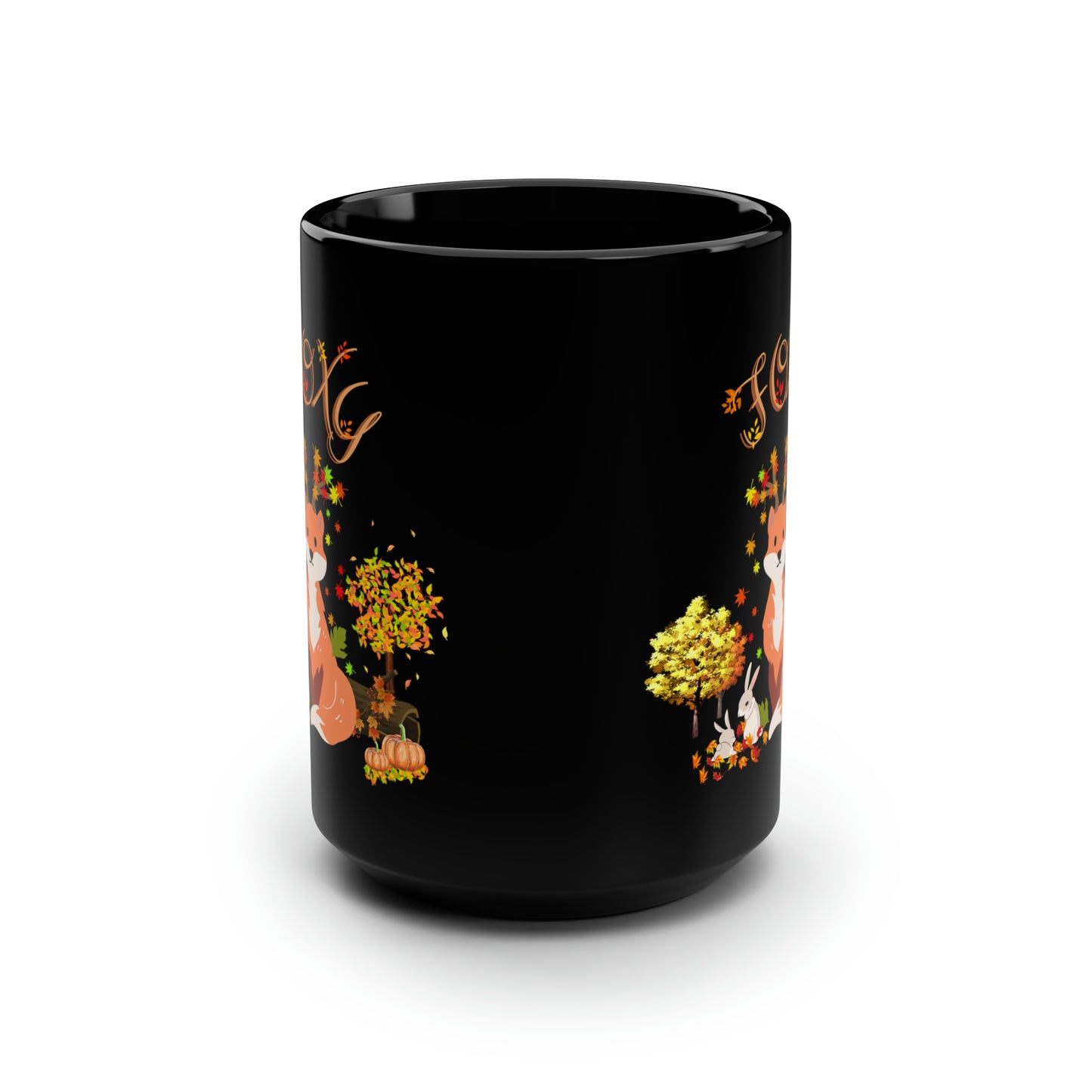 Foxy Fall Black Mug, 15oz