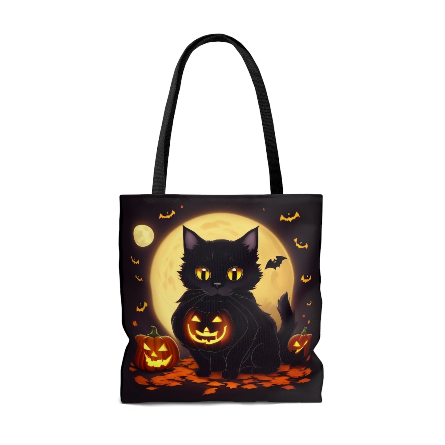 Eerie Night Black Cat Halloween Candy Tote Bag