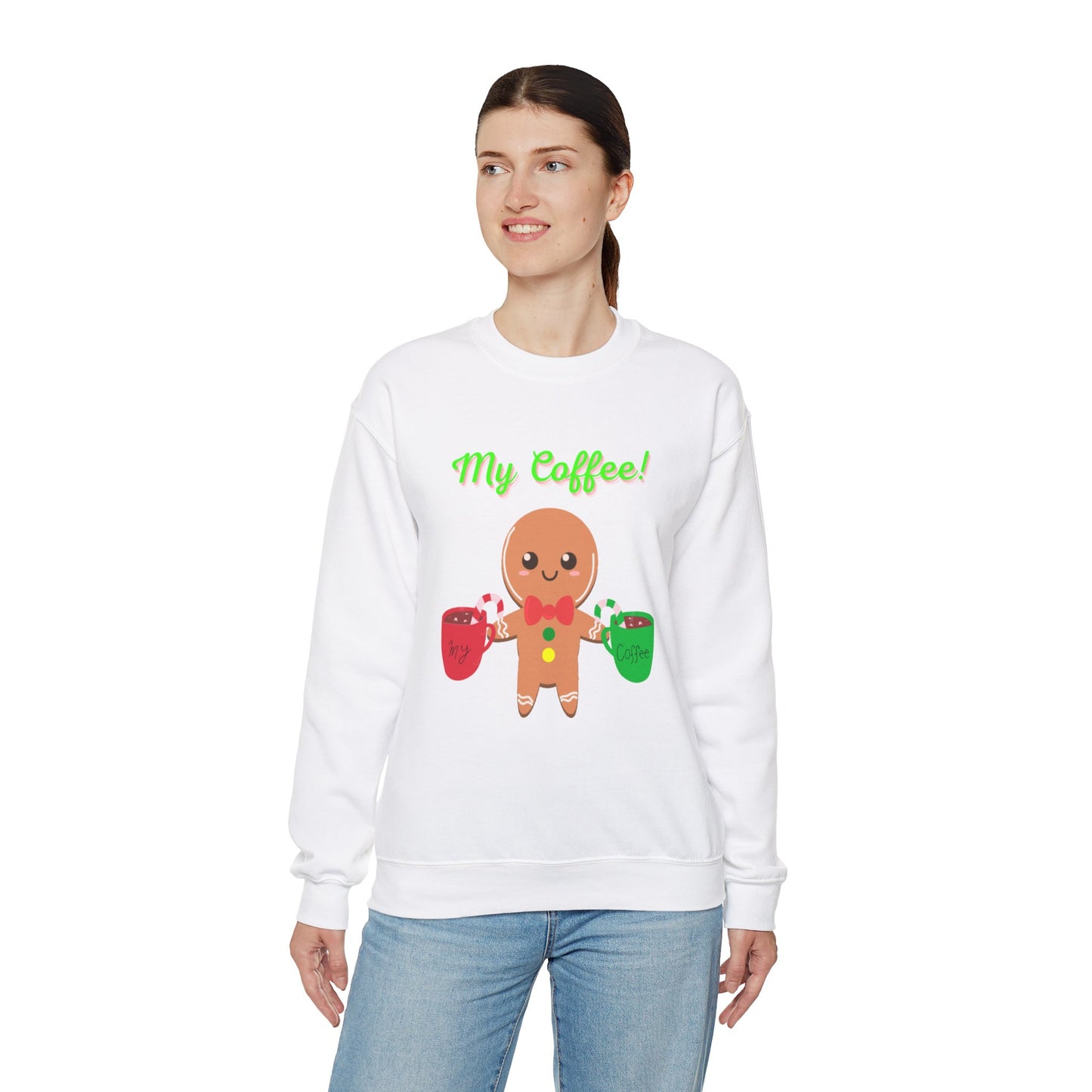 My Coffee Christmas Crewneck Sweatshirt, Gingerbread Man, Mens Gift, Womens Gift, Coffee Lover Shirt