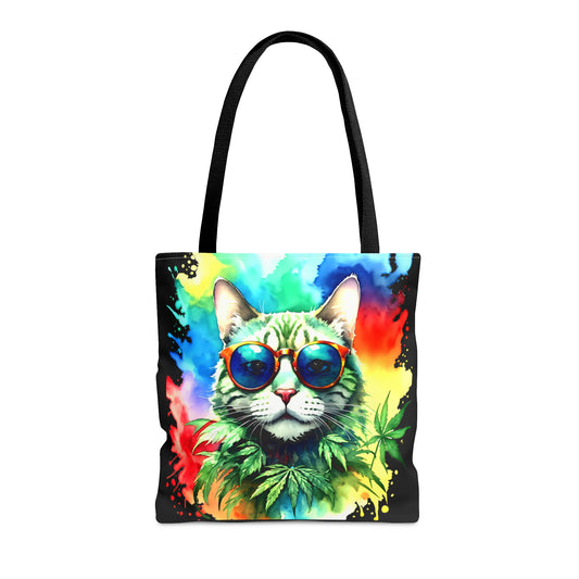 Chasing The Rainbow Cat, 420 Themed, Tote Bag