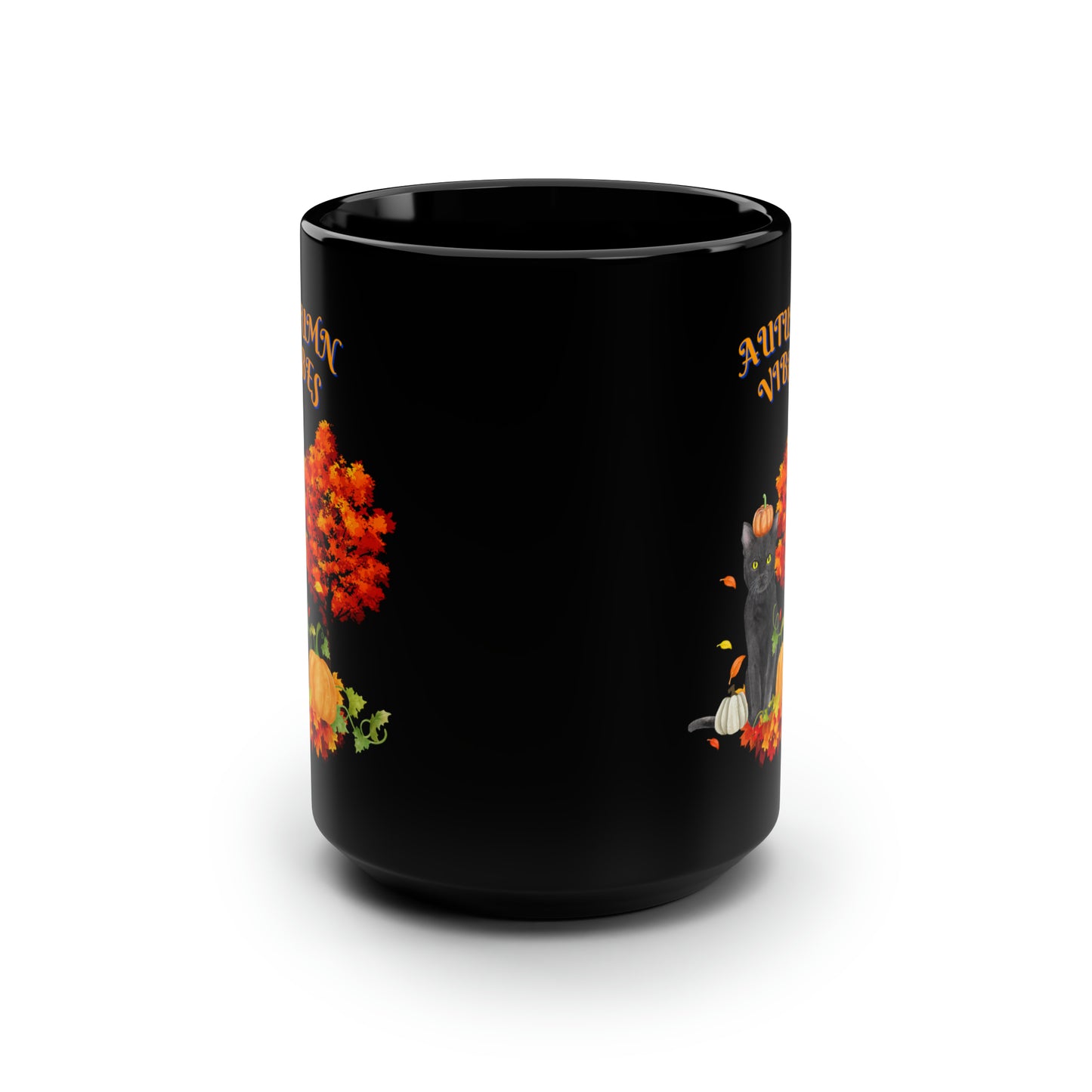 Autumn Vibes Fall Black Mug, 15oz