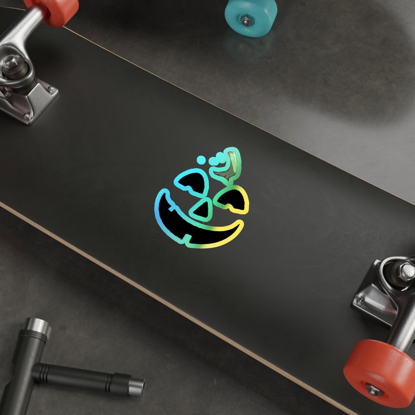 Halloween Rainbow Holographic Die-cut Vinyl Stickers Cute Pumpkin Face