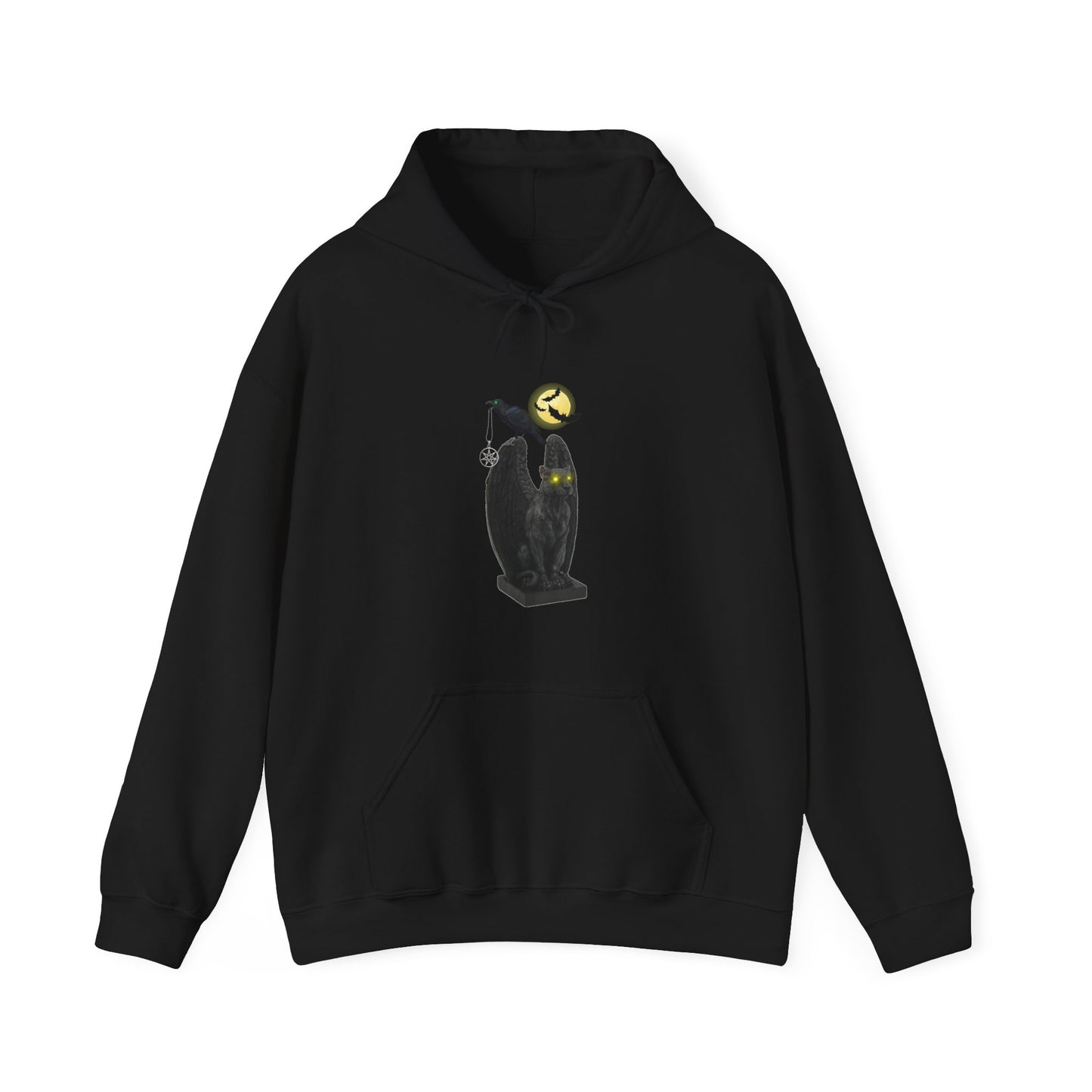 Unisex Heavy Blend Raven Gargoyle Hooded Halloween Sweatshirt