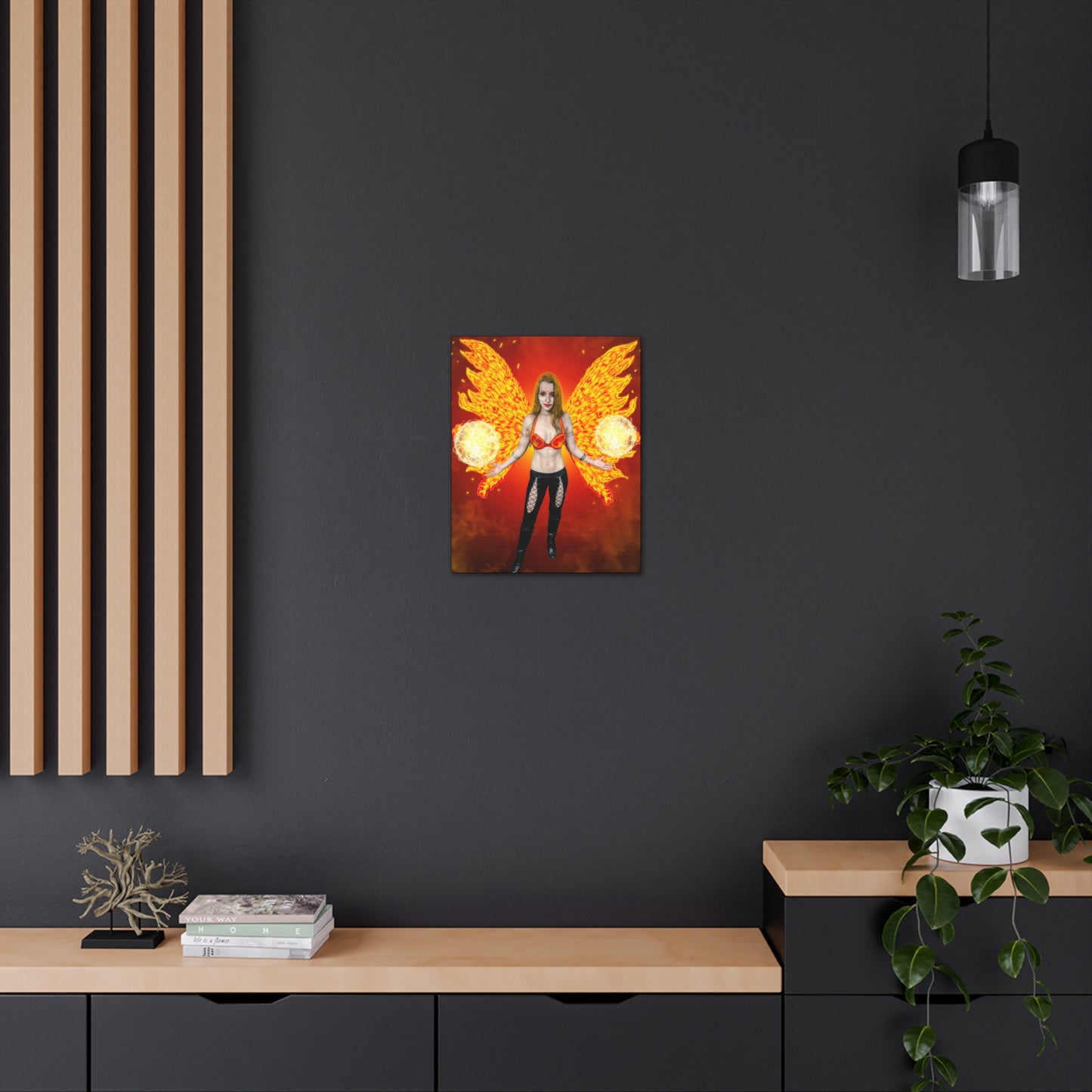 Mystic Fire Fairy, Fantasy Art, Canvas Art, Unique Gift, Original art, Wall Decor