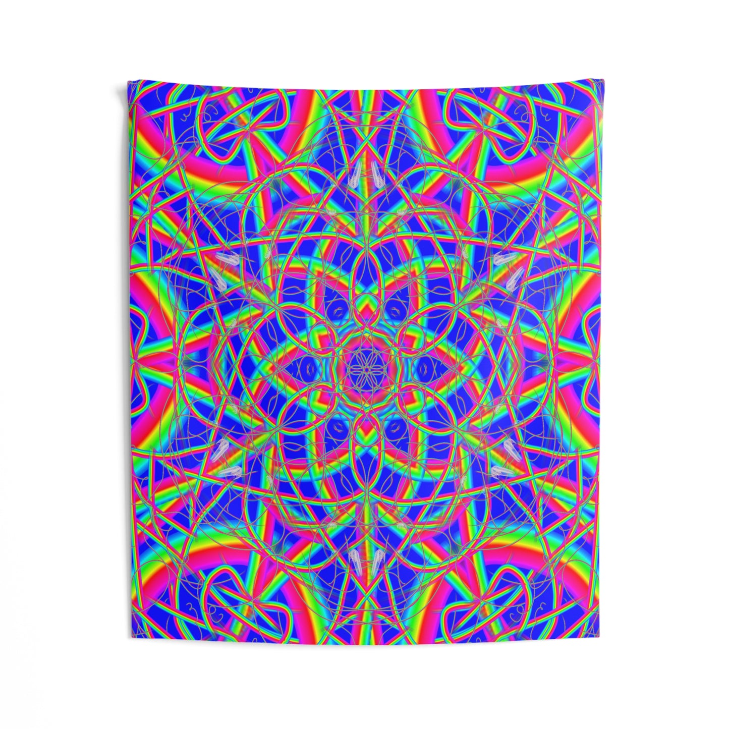 Psychedelic Rainbow Mandala Indoor Wall Tapestry 51 x 60