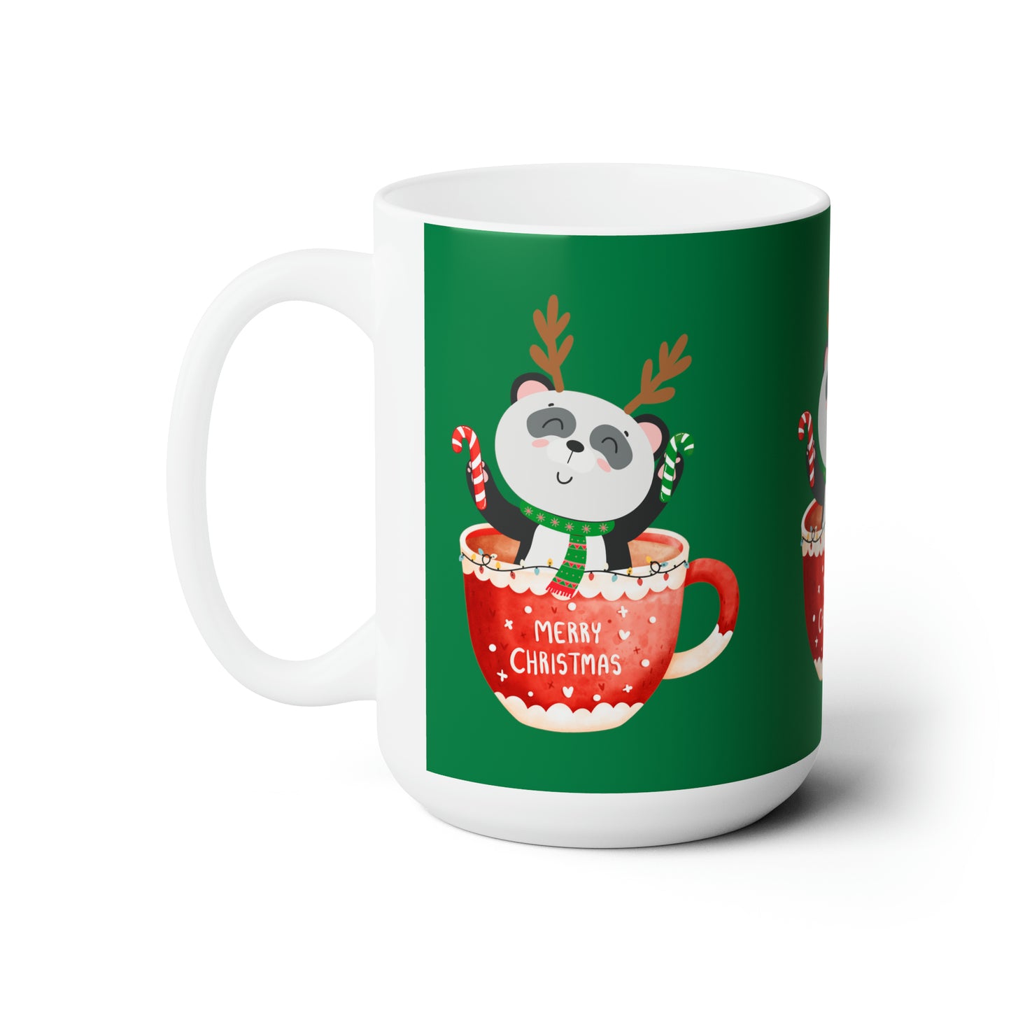 Merry Christmas Panda Ceramic Mug 15oz