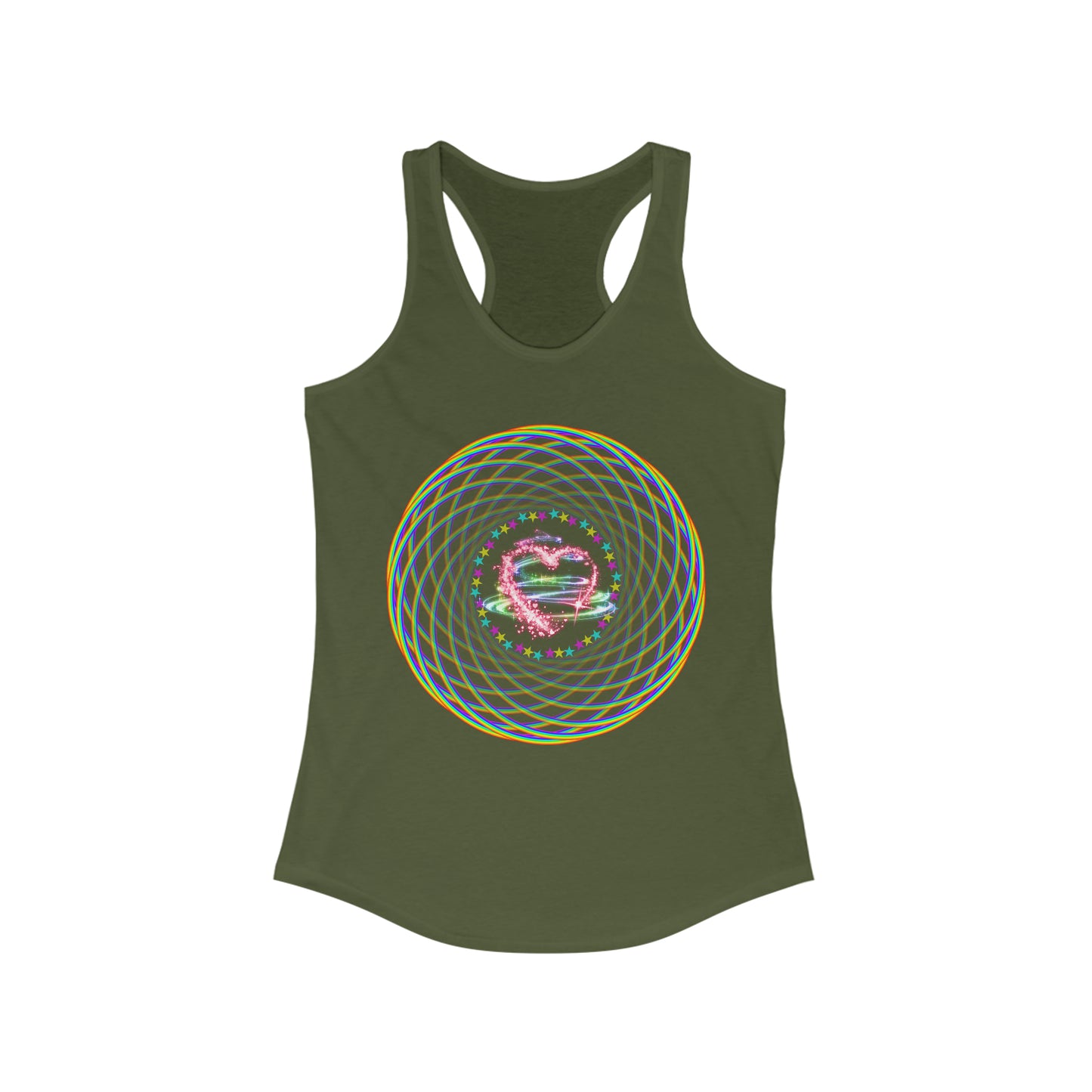 Rainbow Spiral PRIDE Heart Women's Ideal Racerback Tank