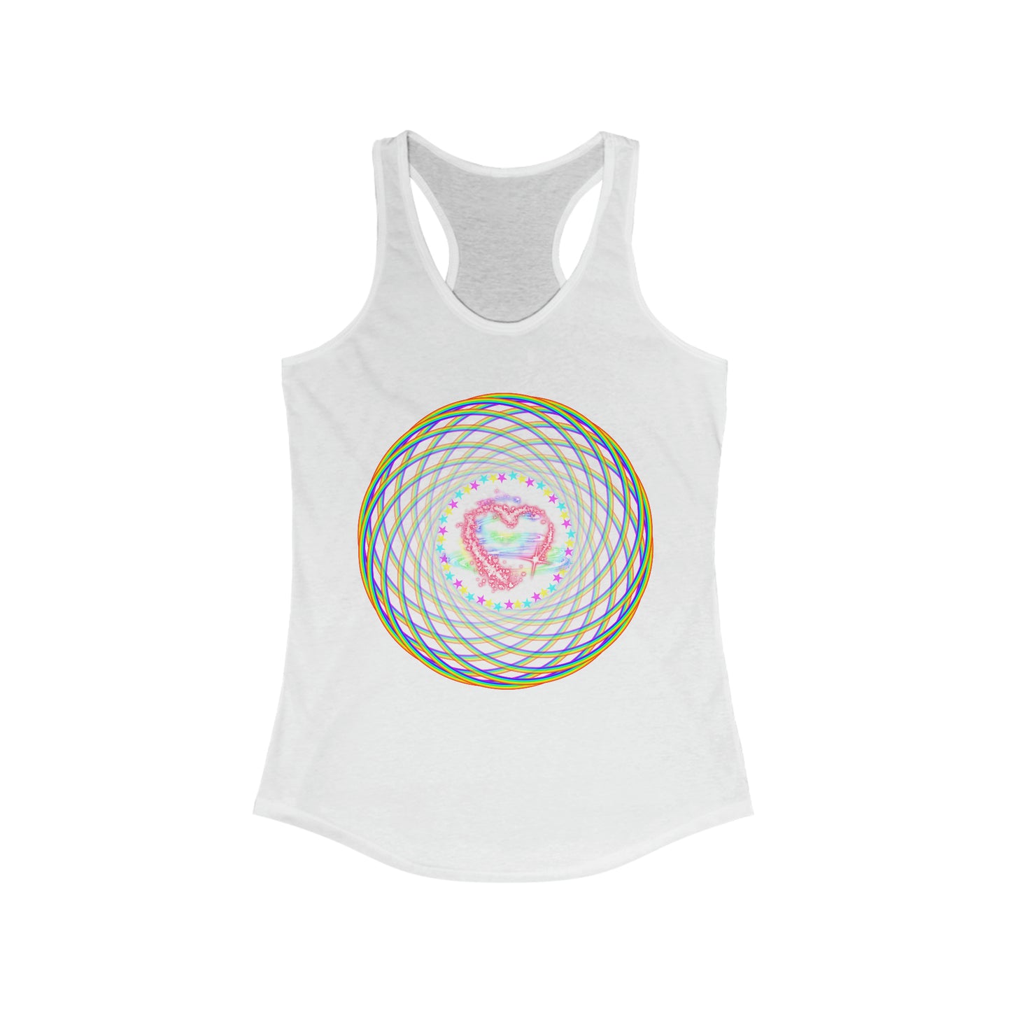 Rainbow Spiral PRIDE Heart Women's Ideal Racerback Tank