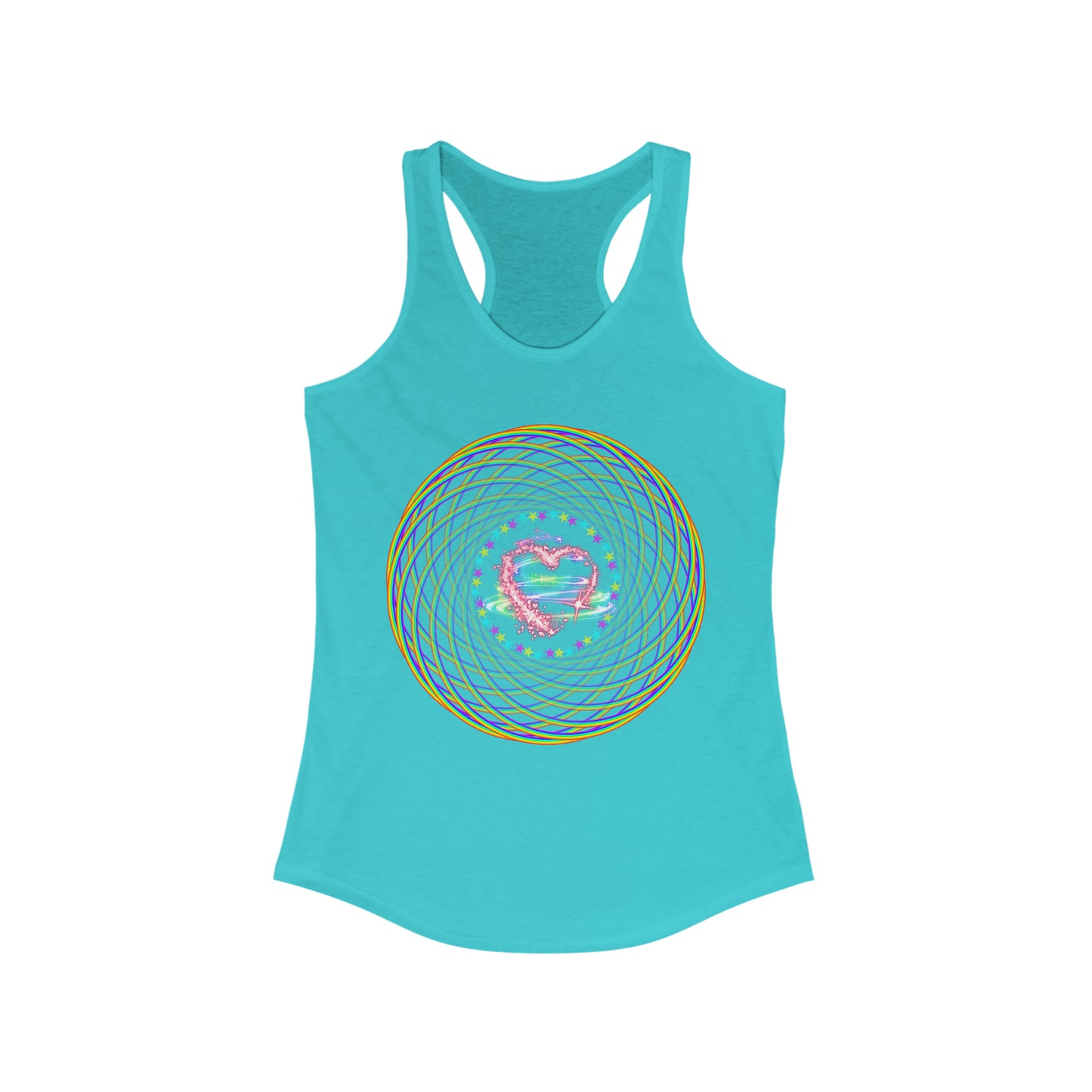 Rainbow Spiral PRIDE Heart Women's Ideal Racerback Tank