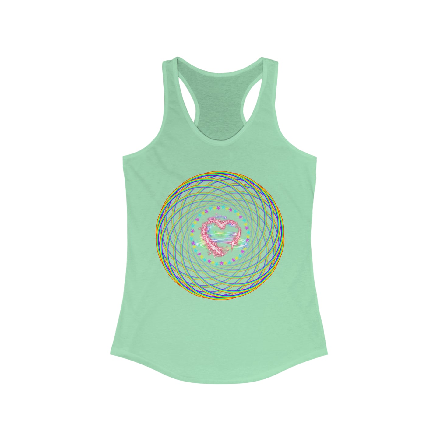 Rainbow Spiral PRIDE Heart Women's Ideal Racerback Tank