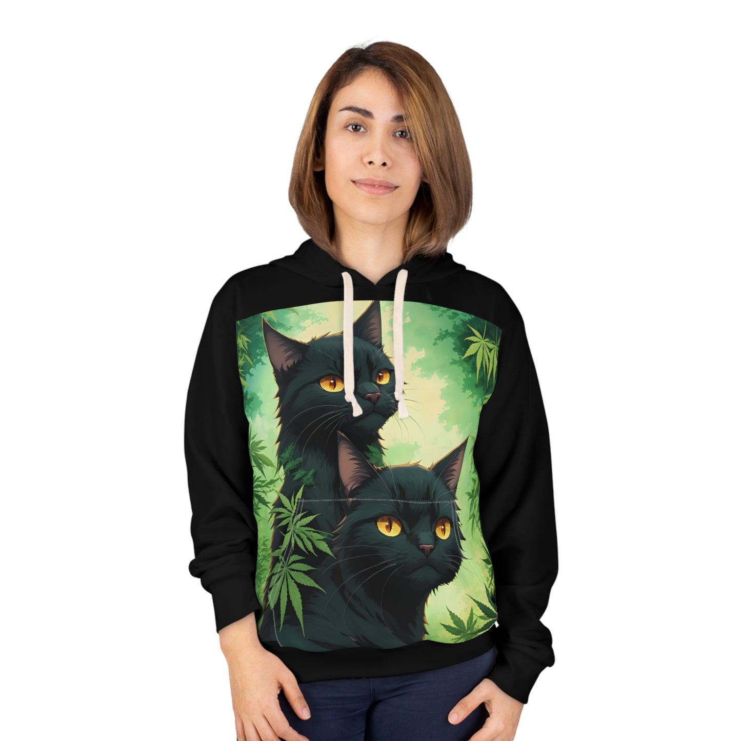 Black Cat, Pullover Hoodie (AOP)