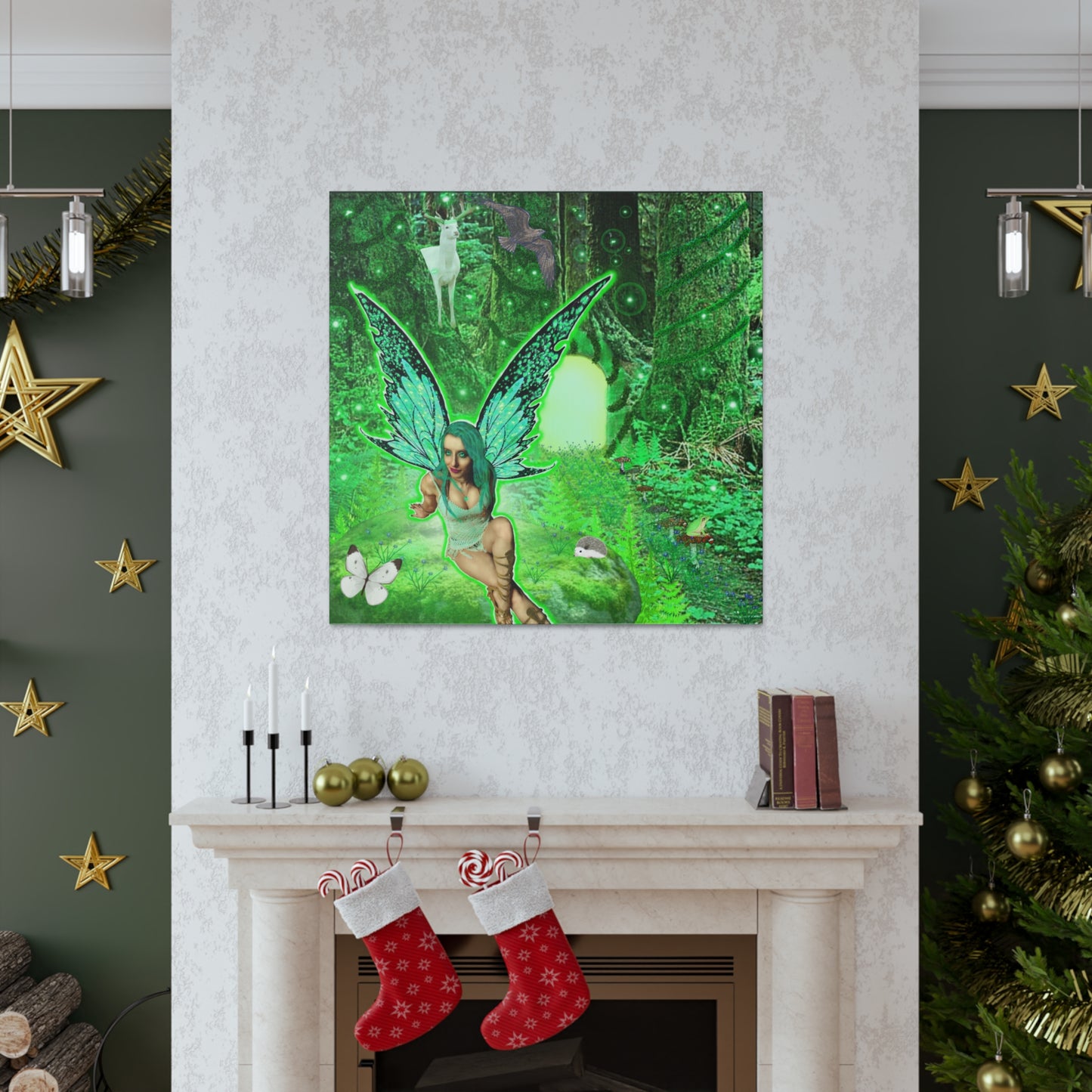 Mystic Forest Fairy Fantasy Art, Canvas Art, Wall Decor, Nature Lover Gift, Original Art, Unique Gift