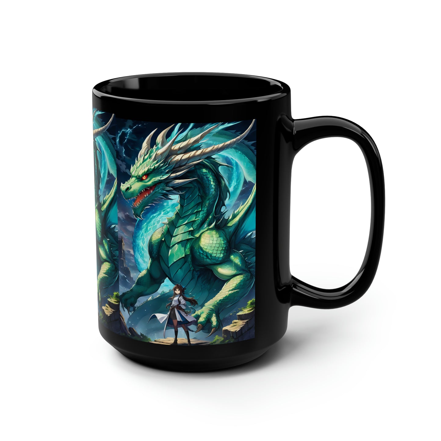 Emerald Gaurdian, Black Mug, 15oz