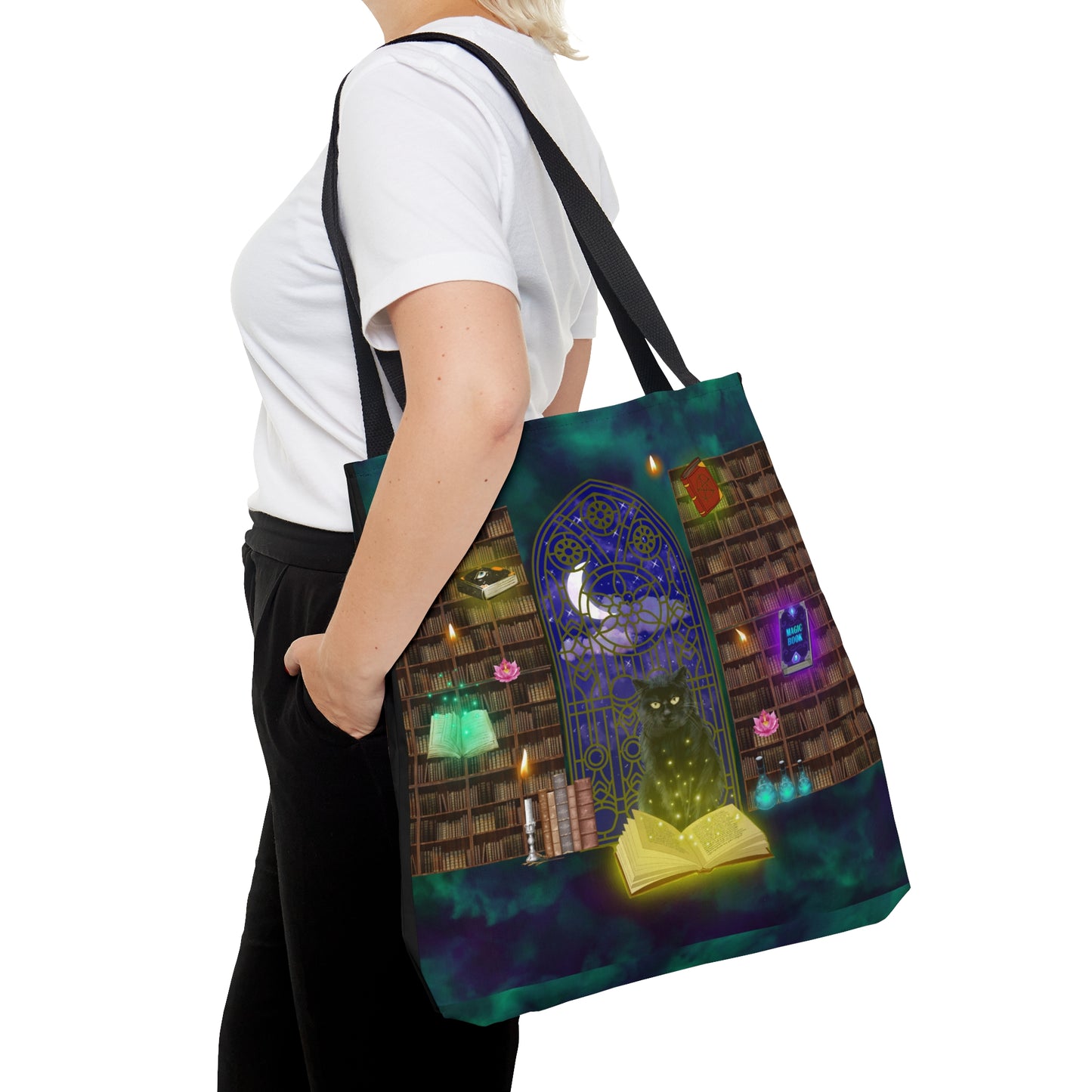 Mystic Black Cat Halloween Candy Tote Bag