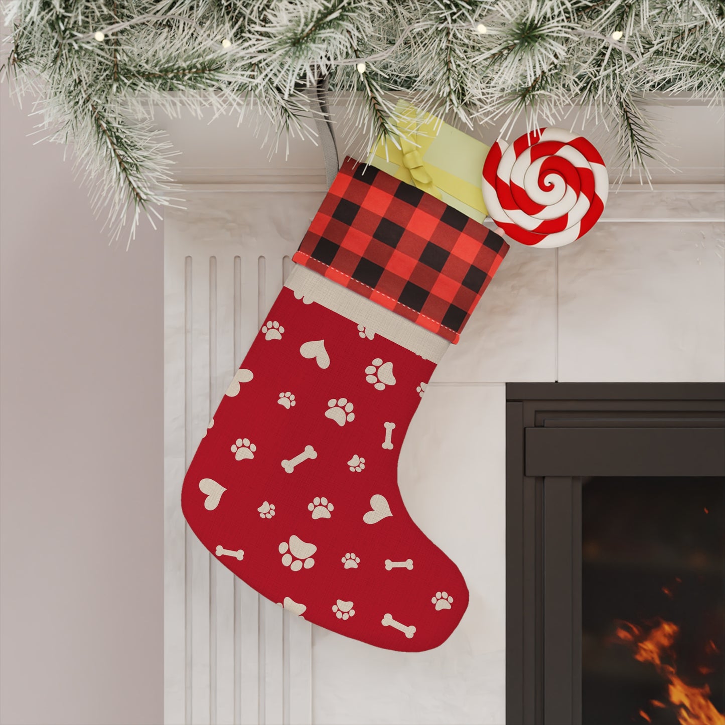 Paw Print Christmas Stocking For Dog/Cat