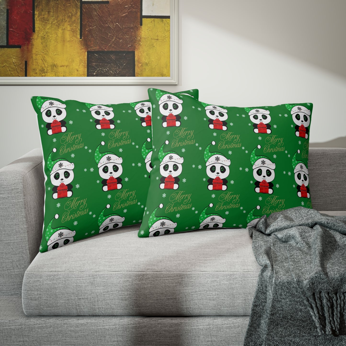 Merry Christmas Panda Pillow case