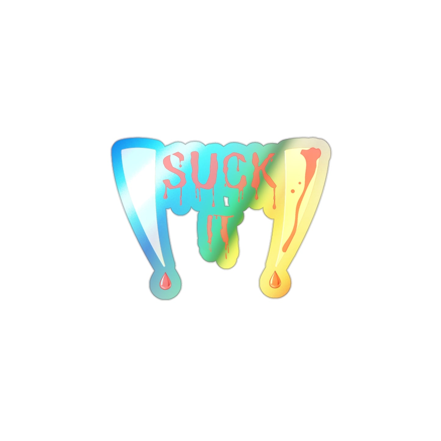 Halloween Rainbow Holographic Die-cut Vinyl Stickers Vampire Fangs