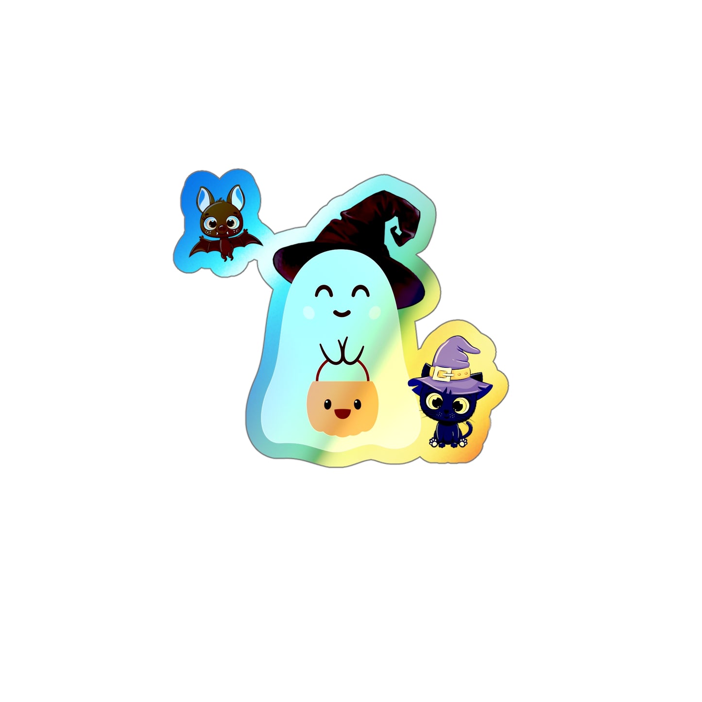 Halloween Rainbow Holographic Die-cut Vinyl Stickers Cute Ghost